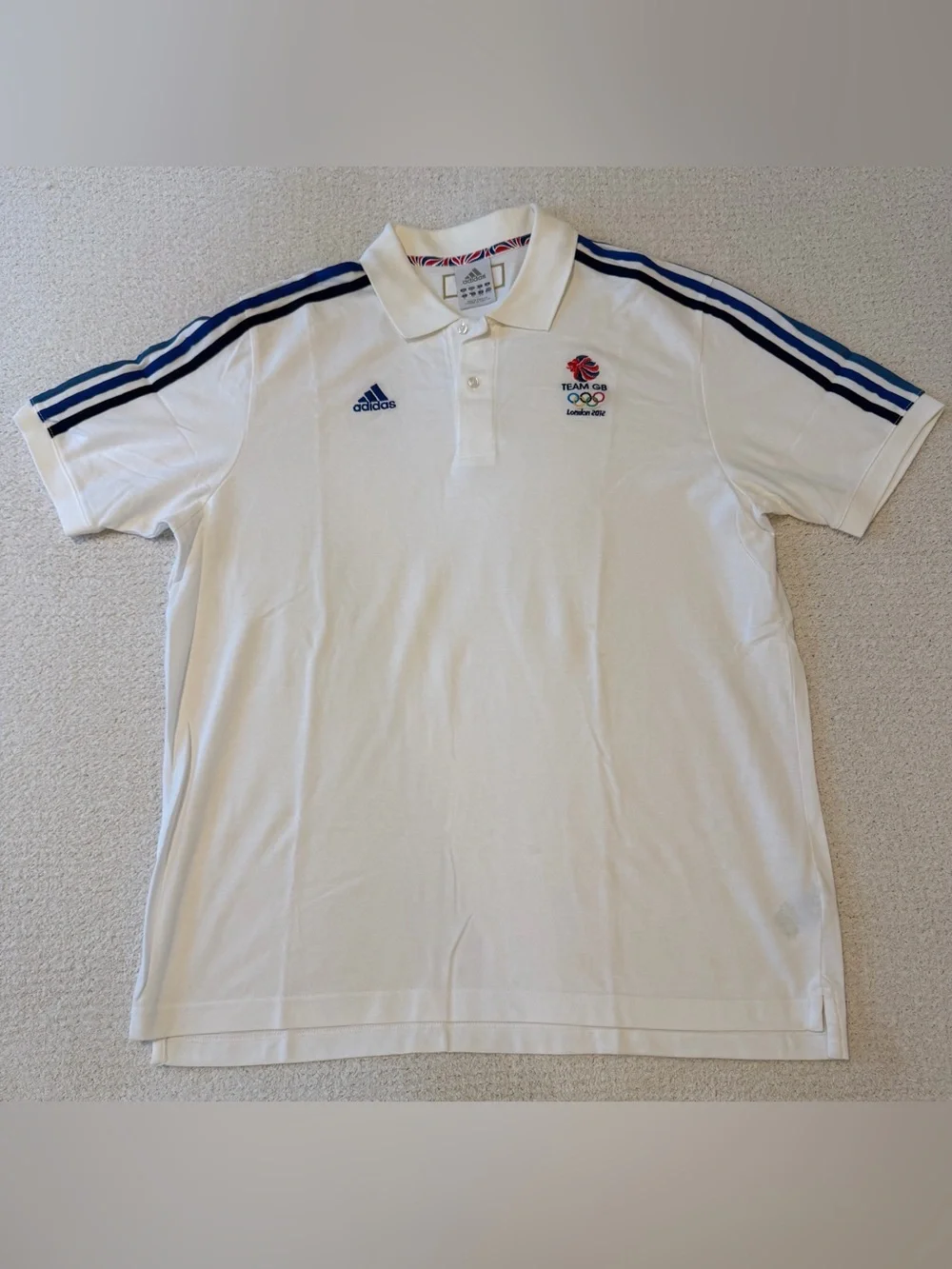 Adidas Team GB London 2012 white polo official Team GB chest logo Size XL